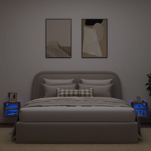  Zidni TV ormarići LED 2 kom smeđa boja hrasta 30 x 28,5 x 30 cm Slike