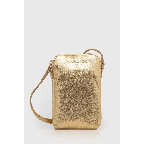 Patrizia Pepe Usnjena torbica za okoli pasu zlata barva