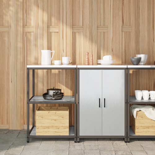 VidaXL Kuhinjski set za pohranu 2 pcs Srebrna 120 x 50 x 92 cm Slike