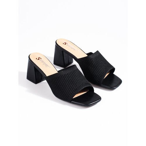 SHELOVET Textile women&amp;#039;s black flip-flops on the post Slike