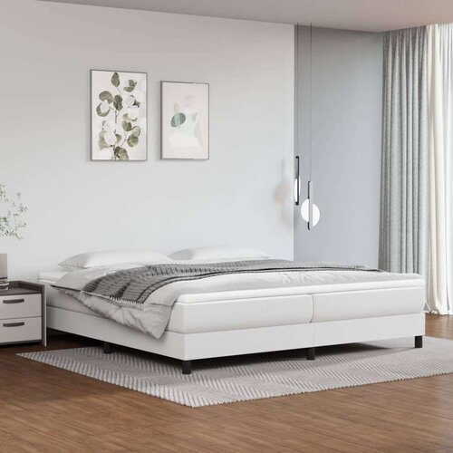  Za krevet s oprugama bijela 200x200 cm od umjetne kože Slike