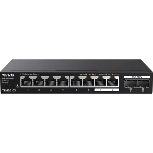 Tenda svič 2.5Gbps 8-port TEM2010X metal case/2x10G sfp+ Slike