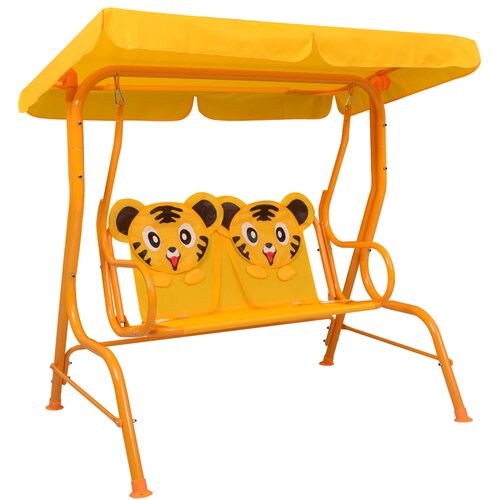 vidaXL Dječja klupa za ljuljanje žuta 115 x 75 x 110 cm od tkanine Cijene