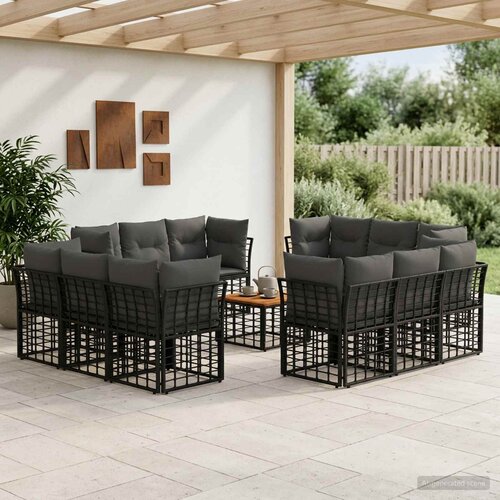  Set vanjskih sofa 13 pcs Crna i tamno siva Poliester Cijene