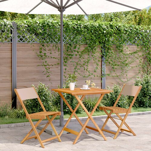 VidaXL 3-dijelni bistro set od tkanine i masivnog drva smeđesivi Slike