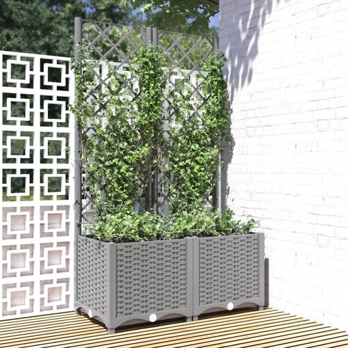 vidaXL Vrtna sadilica s rešetkom svjetlosiva 80 x 40 x 136 cm PP Cijene