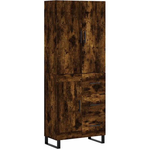  Visoka komoda dimljeni hrast 69,5x34x180 cm konstruiranog drva Slike