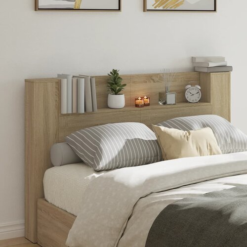 vidaXL Omarica za vzglavje postelje LED sonoma hrast 160x16,5x103,5 cm Cene
