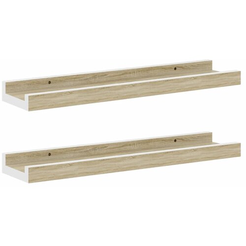  Zidne police 2 kom bijele i boja hrasta sonome 40 x 9 x 3 cm Slike