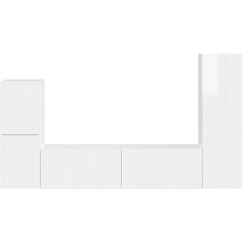  Komplet TV omaric 4 pcs Visok sijaj bela Konstruiran les - - Bela - 67.7 - 30 x 31 x 100 cm - 2025-vidaXL-Uvoz_2 Slike