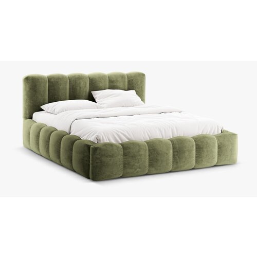 Micadoni Home Zeleni tapecirani bračni krevet s prostorom za odlaganje s podnicom 200x200 cm Lupine – Cijene