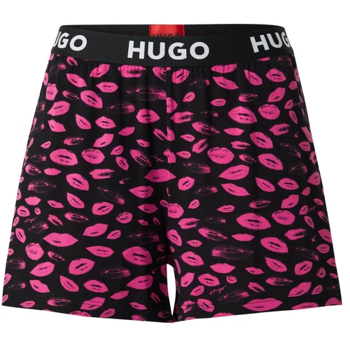 Hugo Pidžama hlače roza / crna / bijela