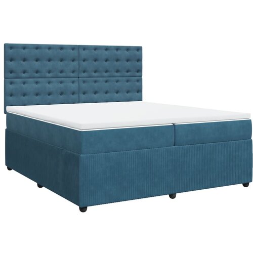 VidaXL Box spring postelja z vzmetnico temno modra 200x200 cm žamet, (21306799) Slike