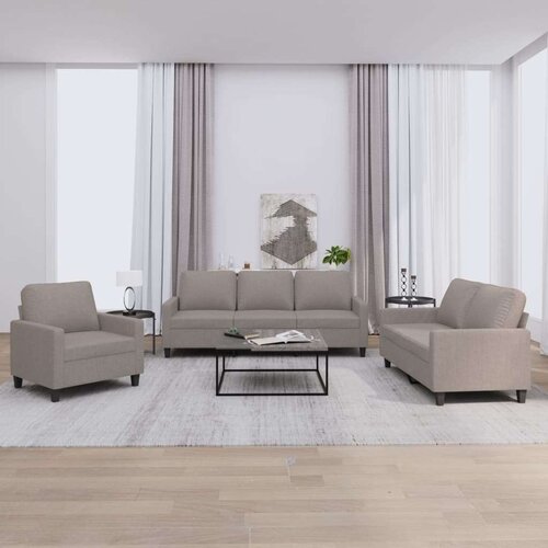  3-dijelni set sofa s jastucima smeđesivi od tkanine Cene