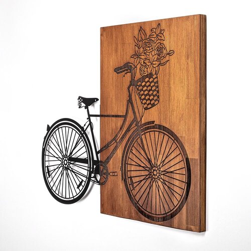 Wallity Zidna dekoracija Historijski cvjetni bicikl - M - 377, 58 x 60 cm, Smeđa Cijene