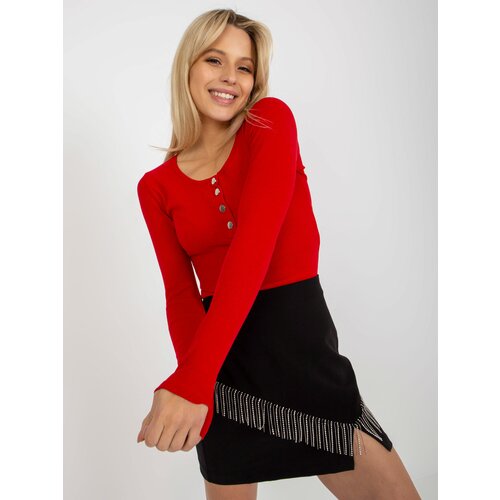Fashion Hunters Red Fitted Basic Striped Blouse Slike
