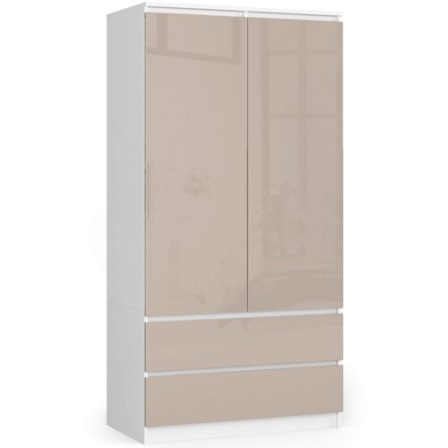 AKORD Omara S 90 cm 2 vrata 2 predala - bela-kapučino sijaj, (21713870) Cene
