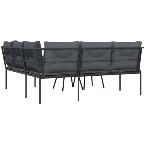  Set vrtnih sofa s jastucima crni od čelika i tekstilena Slike
