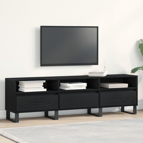vidaXL TV omara Črna Oreh 150x30x44,5 cm Inženirski les Cene