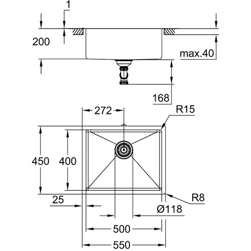 Grohe vgradno pomivalno korito K700U (31574SD1)- nerjaveče jeklo Cene