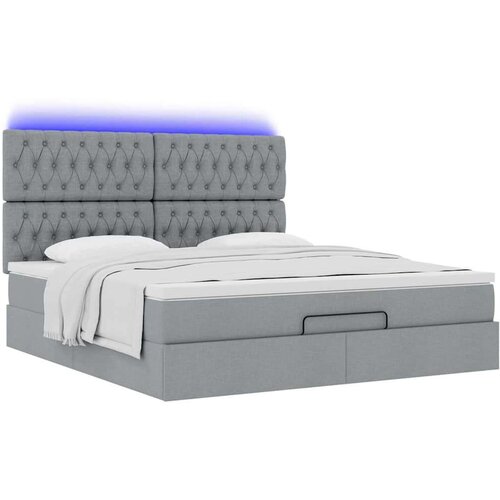VidaXL Otomanski krevet s madracem&amp;amp;LED svijetlosivi 180x200cm tkanine Slike