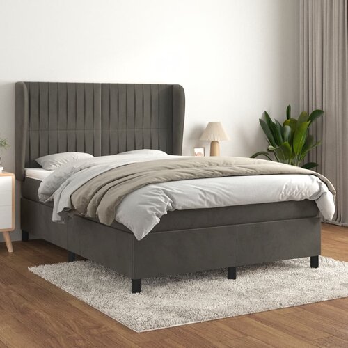  The Living Store Box spring postelja z vzmetnico temno siva 140x200 cm žamet - Box Spring Postelja, (21450271) Slike