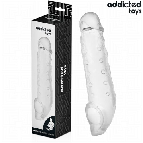 Addicted Toys - prozirna navlaka za penis s prstenom za testise - 23cm Cijene