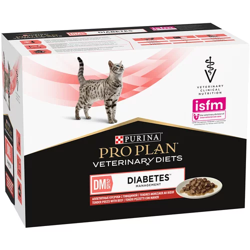 Purina Pro Plan Veterinary Diets Feline DM ST/OX-Diabetes Management govedina - Varčno pakiranje: 20 x 85 g