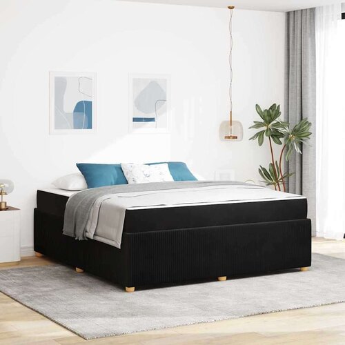  Posteljni okvir z vzmetnico z vzmetnico Črna 180 x 200 cm Žamet Cene