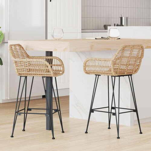  Barski stolac 2 pcs Prirodna 55 x 52 x 92 cm Ratan i čelik Cijene