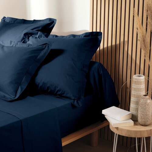 Douceur d int&amp;eacute;rieur Temno modra napenjalna rjuha iz organskega bombaža 180x200 cm Biolina &amp;ndash; Slike