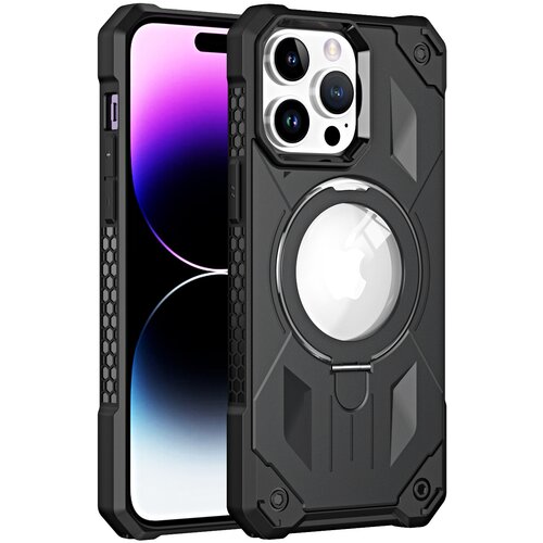 INF Magnetna torbica za telefon s stojalom, ki podpira brezžično polnjenje Black iPhone 15 Pro, (21373276) Cene