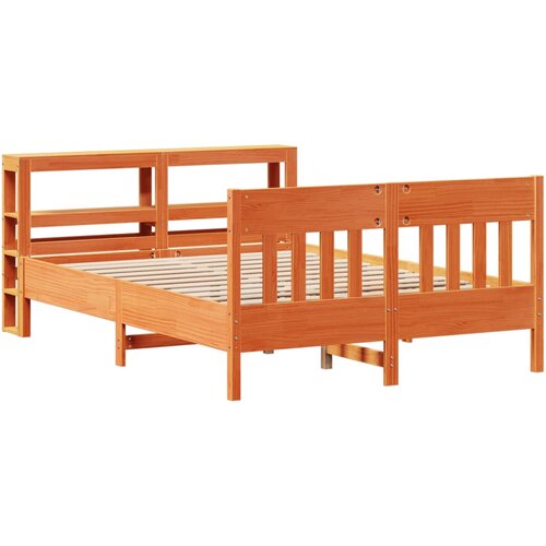 VidaXL Posteljni okvir z vzglavjem vo&amp;scaron;čeno rjava 140x200 cm borovina, (21304047) Slike