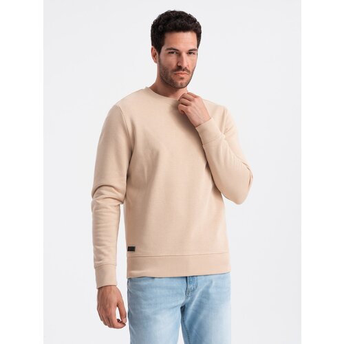 Ombre BASIC men's non-stretch cotton sweatshirt - beige Cene
