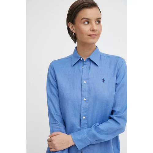 Polo Ralph Lauren Lanena košulja boja: tirkizna, regular, s klasičnim ovratnikom