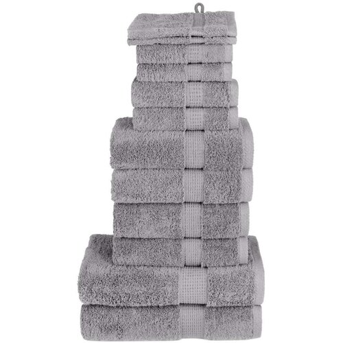 VidaXL 12-dijelni vrhunski set ručnika sivi 600 gsm 100 % pamuk Slike