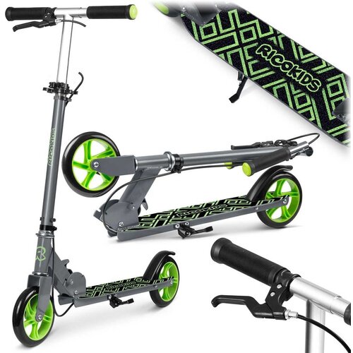 Ricokids romobil za djecu Kodi, PU kotači, crno zeleni Slike