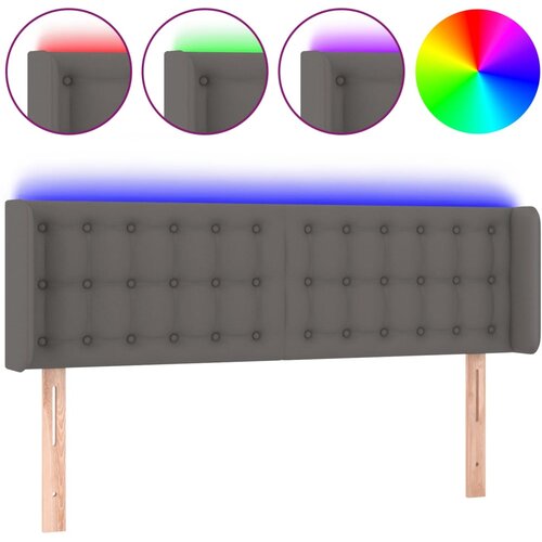 Maison Chic LED Posteljno vzglavje - Vzglavna omarica - Nočna omarica sivo 147x16x78/88 cm umetno usnje, (21710545) Cene