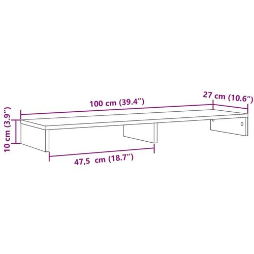 VidaXL Stalak za monitor siva boja hrasta 100x27x10 cm drveni Slike
