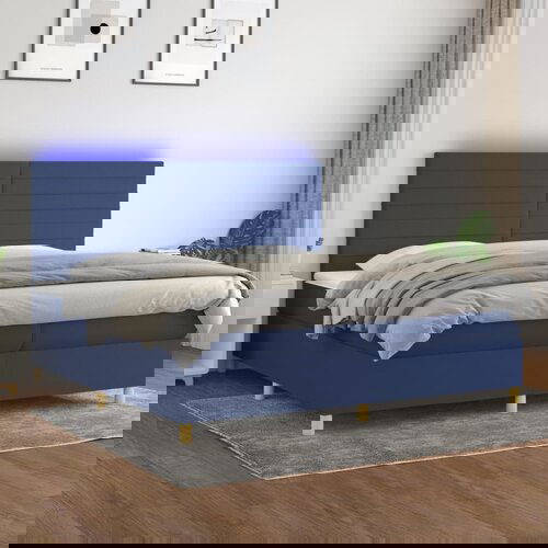  The Living Store Box spring postelja z vzmetnico LED modra 200x200 cm blago - Box Spring Postelja, (21521179) Slike
