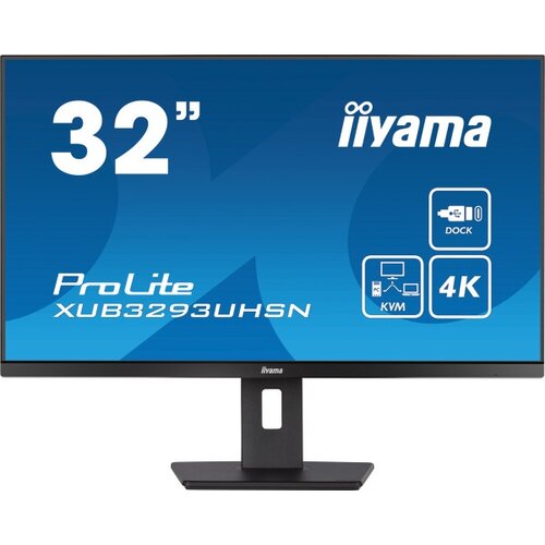 Iiyama prolite XUB3293UHSN-B5LED monitor 32" (31.5" viewable) 3840 x 2160 4K @ 60 hz ips 350 cd/m² 1000:1 4 ms hdmi displayport usb-c speakers matte black Cene