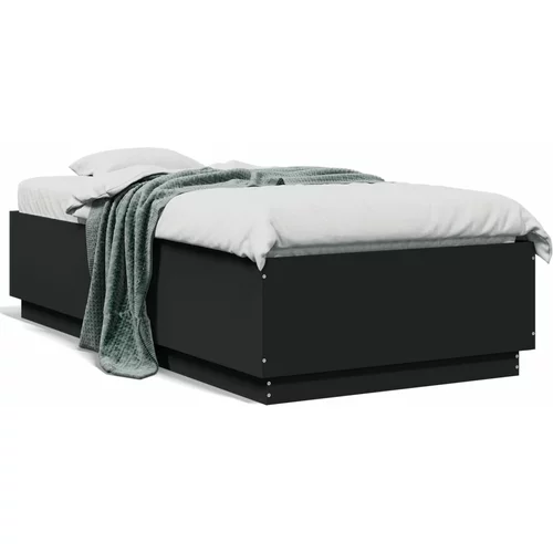 vidaXL Okvir za krevet s LED svjetlima crni 90 x 190 cm drveni