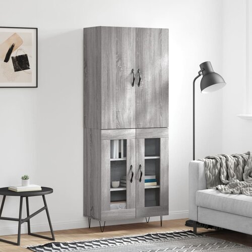 VidaXL Visoka komoda siva sonoma 69,5x34x180 cm inženirski les Slike
