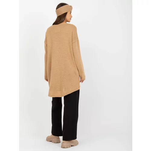 Fashion Hunters Oversize camel sweater with longer back OH BELLA