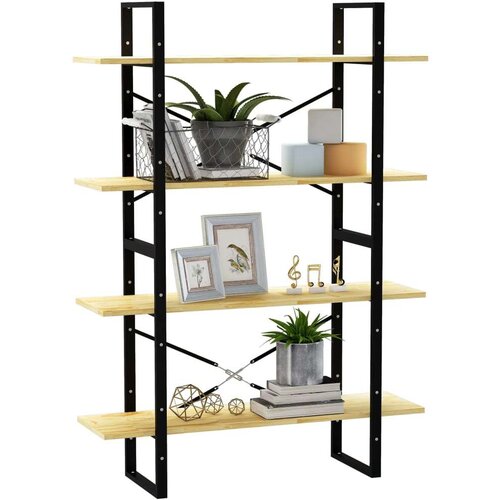 VidaXL Knjižna omara 4-nadstropna 100x30x140 cm trdna borovina Slike