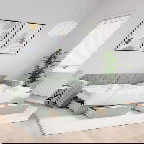 vidaXL Izvlečna dnevna postelja s predali svetlo siva 90x200 cm žamet Cene