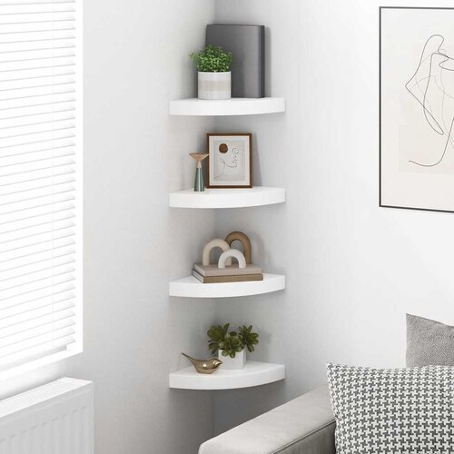  Plutajuće kutne police 4 kom. visoki sjaj bijele 25x25x3,8 cm MDF Slike