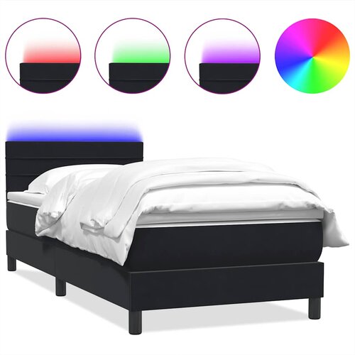 vidaXL Box spring postelja z vzmetnico črna 80x220 cm žamet, (21791089) Cene