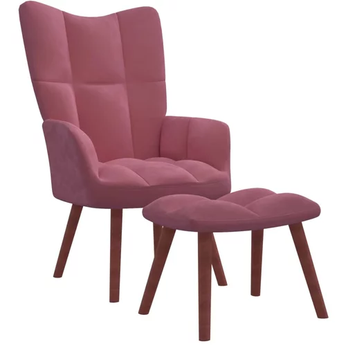  Stolica za opuštanje s osloncem za noge ružičasta baršunasta