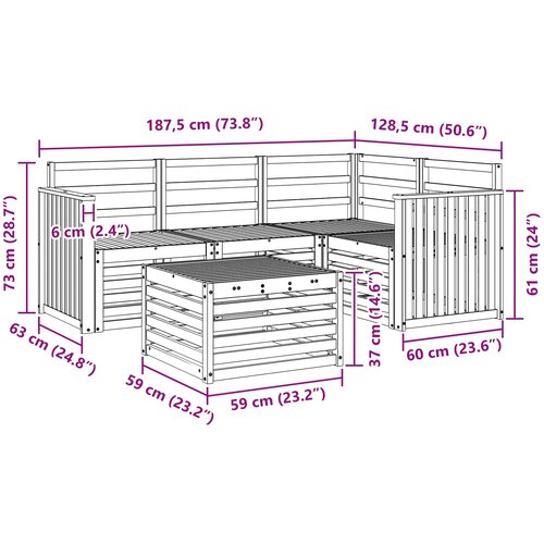  Set vanjskih sofa 5 kom. Bijela Čvrsto drvo akacije Slike